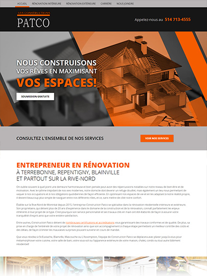 Site Web de Les Constructions Patco